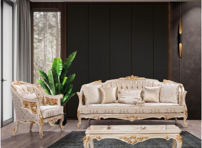 Luksusowy Zestaw Sofowy Chesterfield 3+1-osobowa Klasyczna Sofa Barokowa Podkładka Siedziba
