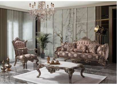 Sofa Tapicerowana Chesterfield Ustawić Zestaw sofowy Materiał Sofa Beżowy Zestaw kanapa