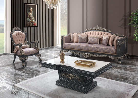 Luksusowy komplet wypoczynkowy Zestaw sofowy sofa materiałowa brązowa sofa tapicerowana