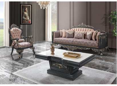 Luksusowy komplet wypoczynkowy Zestaw sofowy sofa materiałowa brązowa sofa tapicerowana