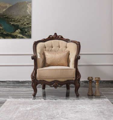 Sofa Tapicerowana Chesterfield Ustawić Zestaw sofowy Materiał Sofa Beżowy Zestaw