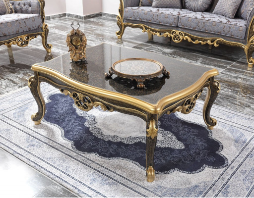 Chesterfield Zestaw sofowy tapicerowana sofa trzyosobowa niebieska komplet foteli