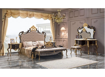 Podwójne łóżko Ustawić Chesterfield Luxury Sypialnia Łóżko 6szt Czarne łóżko