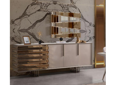 Komoda Kredens Kredens Drewno Szafa Beżowe Złoto Luksusowy Salon