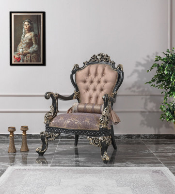 Fotel Beige EarsFotel Baroque miejsce do siedzenia Materiał Poliester Salon