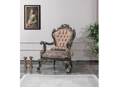 Fotel Beige EarsFotel Baroque miejsce do siedzenia Materiał Poliester Salon