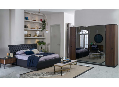 Łóżko Ustawić Podwójne łóżko Sypialnia Rama łóżka 4-częściowa Czarny Nowość