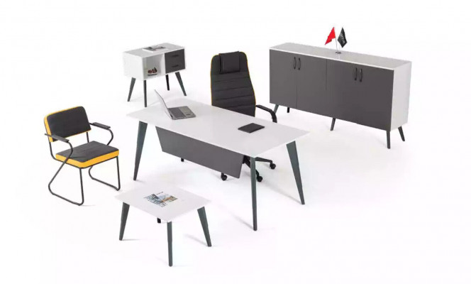 Zestaw do gabinetu 4 sztuki Biuro Biuro Biurko Designer Meble Nowe