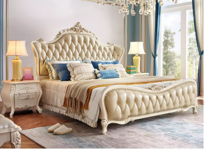 Sypialnia Zestaw klasyczne Łóżko Chesterfield 2x Szafki nocne Solidne drewno 3-częściowy