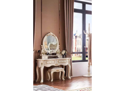 Schick Classic Sypialnia Zestaw Toaletka z Lustro + Stołek 2-częściowy