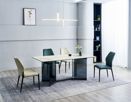 Nowoczesny komplet do jadalni designerski Stół obiadowy 6x krzesła tapicerowane 7-częściowy komplet