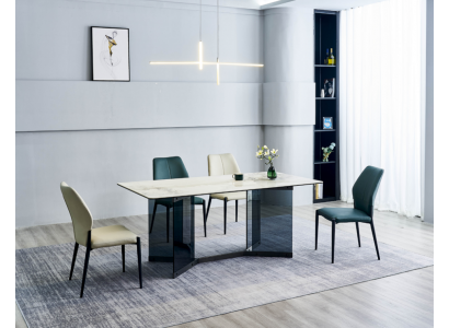 Nowoczesny komplet do jadalni designerski Stół obiadowy 6x krzesła tapicerowane 7-częściowy komplet