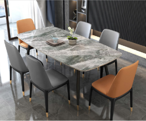 Luksusowy Stół obiadowy 6x Projektant sztuczna skóra Krzesła Stylowa grupa restauracyjna