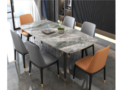 Luksusowy Stół obiadowy 6x Projektant sztuczna skóra Krzesła Stylowa grupa restauracyjna