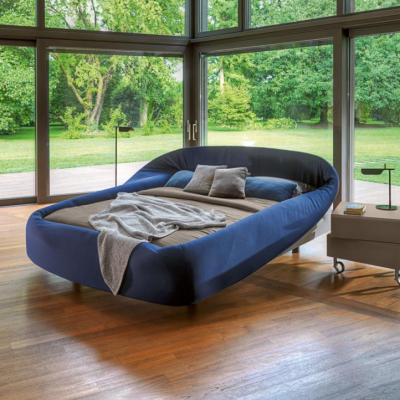 Niebieskie Półokrągłe Podwójne łóżko Designerskie łóżko Sypialnia Luxury Meble