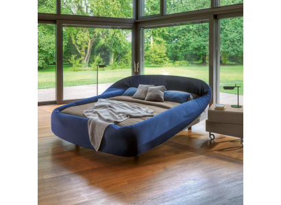 Niebieskie Półokrągłe Podwójne łóżko Designerskie łóżko Sypialnia Luxury Meble