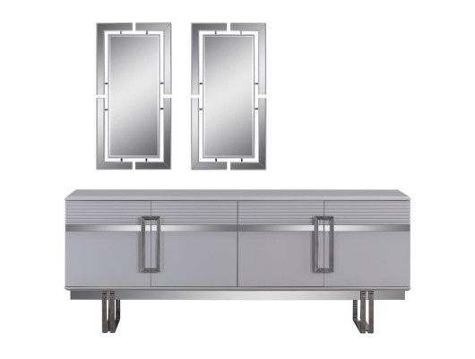 Design jadalnia Zestaw Stół obiadowy + 4x Krzesła + Kredens z 2x Lustro 8 sztuk
