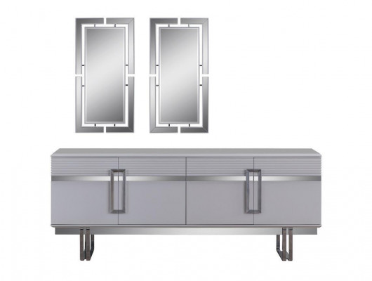 Nowatorski zestaw do jadalni występuje w wersji 3-częściowej. Nowoczesne Kredensy I 2x Lustro