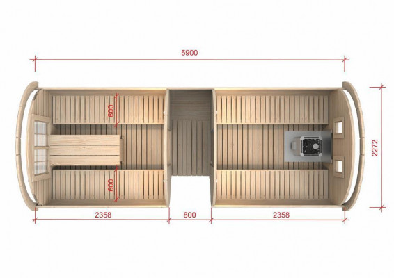 Sauna beczka do sauny zewnętrzna sauna ogrodowa 590 x Ø 2,27 m zestaw beczki do sauny