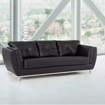 Czarna Kanapa Trzyosobowa Luksusowe Meble Nowoczesna Sofa Podkładka Skórzana Kanapa