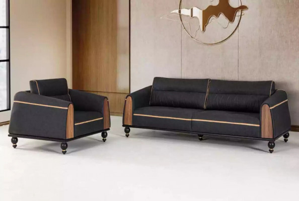 Czarna designerska sofa do gabinetu w stylu nowoczesnej trzyosobowej kanapy