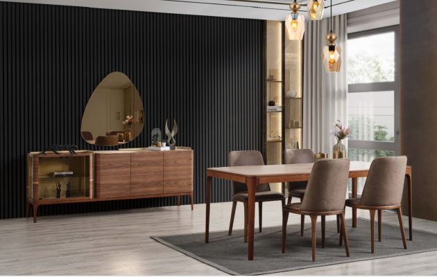Kredens z Lustro Kredens Szafa drewniana szafka Brown Kredens Design