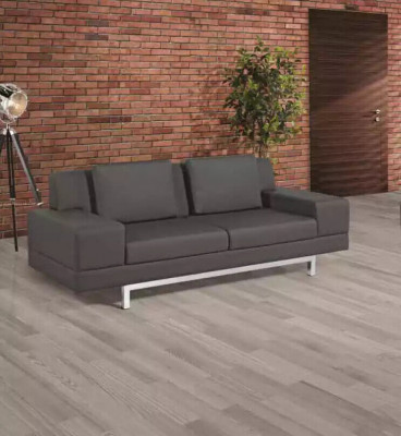 Szara Sofa Nowoczesna Trzyosobowa Kanapa Tapicerowana Meble Tekstylne