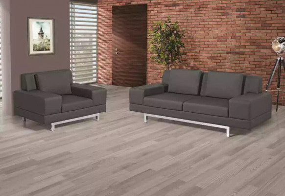 Szara Sofa Nowoczesna Trzyosobowa Kanapa Tapicerowana Meble Tekstylne