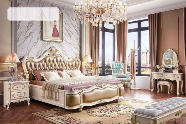 Sypialnia zestaw klasycznych designerskich mebli drewnianych luksusowych nowy 8 sztuk