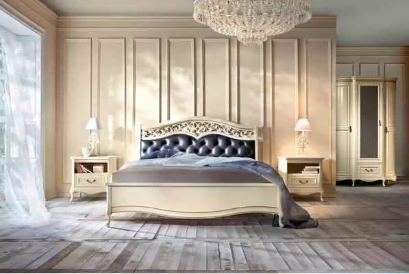 Łóżko Meble Design łóżko Białe Podwójne łóżko Luxus Sypialnia Drewno