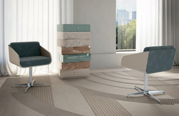 Nowoczesna luksusowa obrotowa Fotel Lounge Seating Comfort Podkładka Lehn Meble Bizzotto