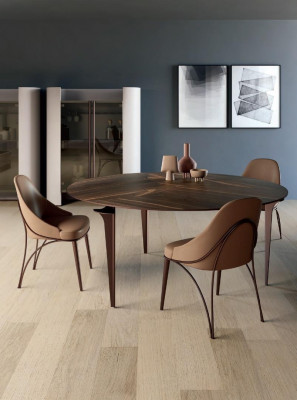Krzesło do jadalni Materiał jadalnia Krzesła Design Stal nierdzewna Brown Bizzotto Nowość