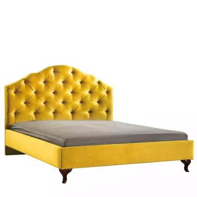 Chesterfield żółte Łóżko dla Sypialnia podwójne jasne, luksusowe