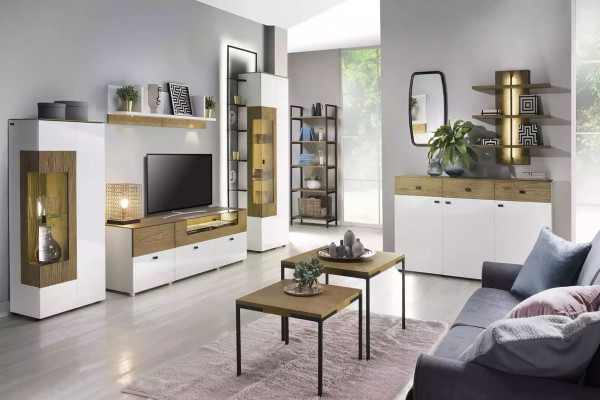 Designerska szafka ścienna Półka Ściana półki salon stojak TV Drewno