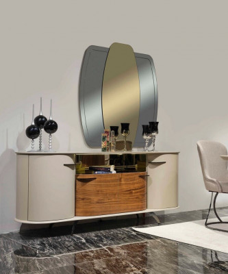 Designerski kredens Lustro Design Meble konsola Drewno Kredens 2-częściowy.