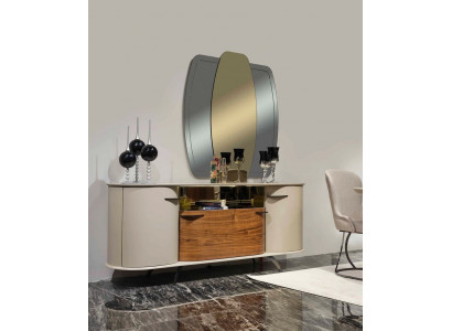 Designerski kredens Lustro Design Meble konsola Drewno Kredens 2-częściowy.