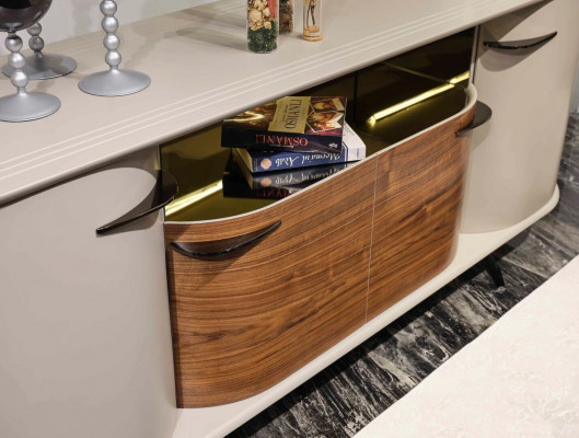Designerski kredens Lustro Design Meble konsola Drewno Kredens 2-częściowy.