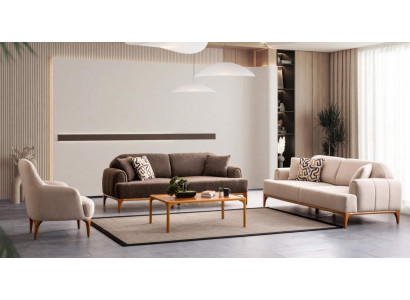 Nowoczesny Beżowy Zestaw sofowy 3+3+1 miejsce siedzące Meble do Salonu Luksusowy Zestaw Sofa