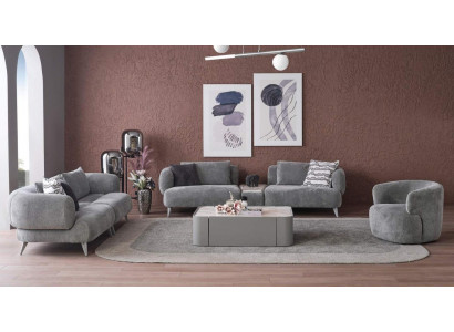 Zestaw sofowy 3+3+1 Siedziba Szara Sofa Luksusowe Meble do Salonu Kanapy