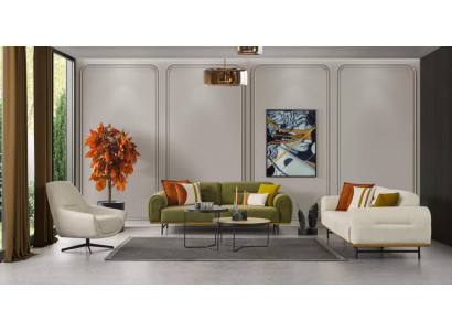 Designerski zestaw do salonu składający się z 2 części. Luksusowe Meble Beżowy Kolor Modern Nowość