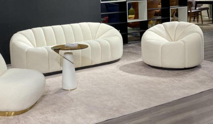 Ekskluzywny Przytulny Biały Pokój dzienny 3 miejsce siedzące Sofa Modern 2x Fotel nowy