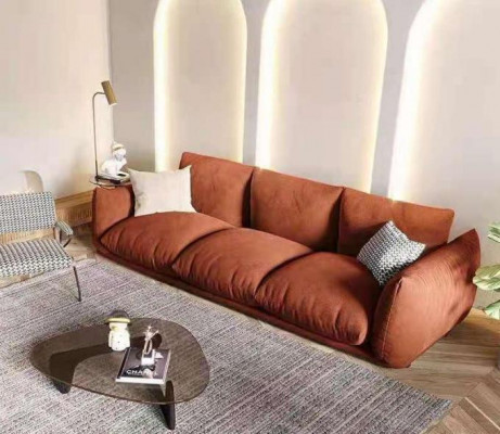 Sofa 3 miejsce do siedzenia Włókienniczy Drewno Modern Brown Sofa Podkładka Couch Luxury New Sofa