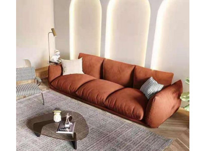 Sofa 3 miejsce do siedzenia Włókienniczy Drewno Modern Brown Sofa Podkładka Couch Luxury New Sofa