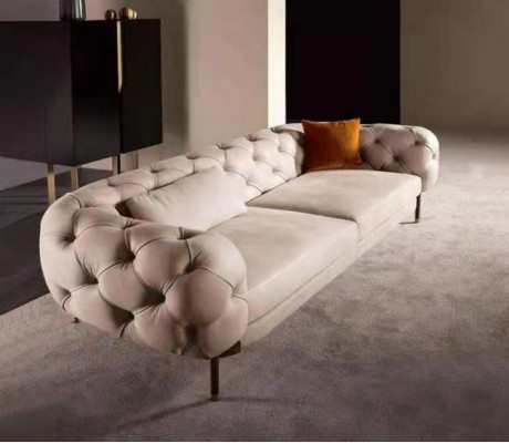 Sofa 3 miejsce do siedzenia luksusowa beżowa podkładka sofy design sztuczna skóra new modern