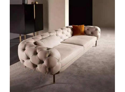 Sofa 3 miejsce do siedzenia luksusowa beżowa podkładka sofy design sztuczna skóra new modern
