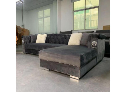 Narożnikowa kanapa Sofa Zestaw narożny Design Kanapy Żywy krajobraz Grey Material