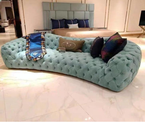 Sofa 3 miejsce do siedzenia Chesterfield Green Podkładka Sofy Design sztuczna skóra nowa Modern