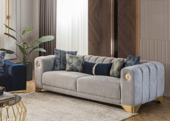 Sofa Tapicerowana x2 3-miejsce do siedzenia Sofy Włókiennicze Siedziba Design Sofy Nowoczesne Nowe