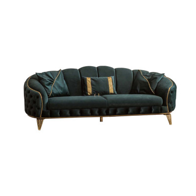 Nowoczesna Sofa Chesterfield Zielona 3 Siedziba Kanapy Trzyosobowa Nowa Włókienniczy Metal