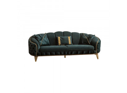 Nowoczesna Sofa Chesterfield Zielona 3 Siedziba Kanapy Trzyosobowa Nowa Włókienniczy Metal